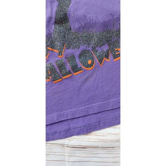 Purple Halloween Glitter Owl Graphic Tee Shirt XL 16-18 - Picture 4 of 8